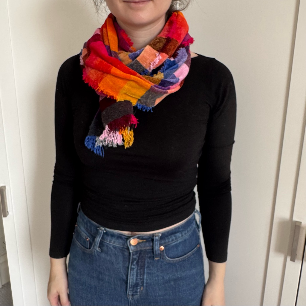 Faliero Sarti Rainbow Plaid Wool Blend Scarf 72